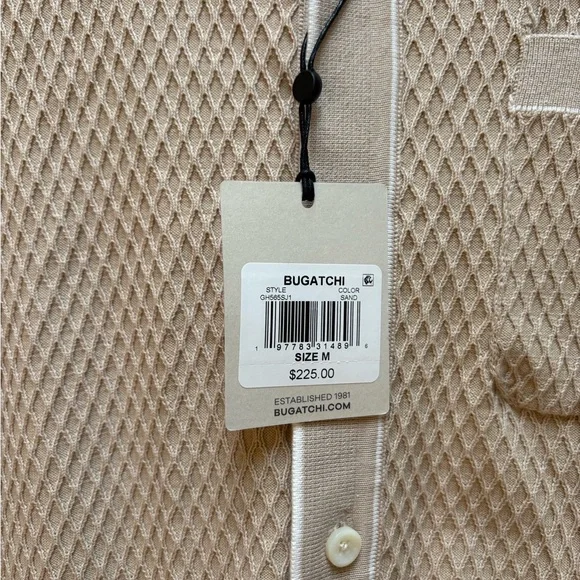 Bugatchi Beige Textured Button Down Shirt - Picture 2 of 5